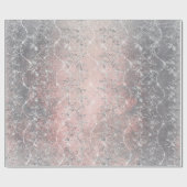Sparkly Diamonds Silver Floral Pink Grey Brush Cadeaupapier (Vlak)