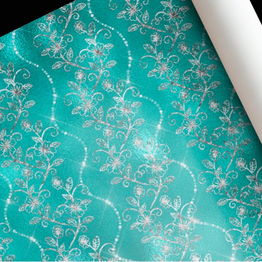 Sparkly Diamonds Silver Grey Blauwgroen Tiffany Gl Cadeaupapier