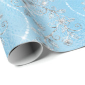 Sparkly Diamonds Silver Grey Blue Ocean Glass Cadeaupapier (Rol Hoek)