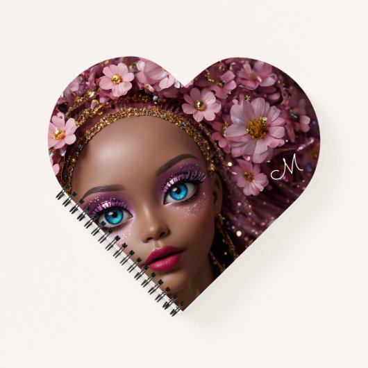 Sparkly Doll Glitter en Bloemen Notitieboek (Voorkant)
