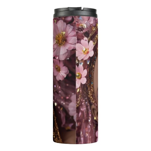 Sparkly Doll Glitter en Bloemen Thermosbeker (Achterkant)