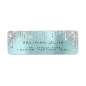 Sparkly droogt Zilvergrijze Aqua RSVP Weddenschap Etiket (Voorkant)