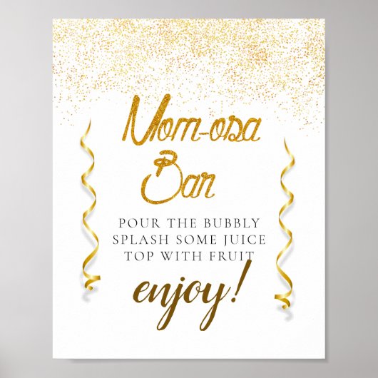 Sparkly Elegant Baby shower Mimosa Bar Poster (Voorkant)