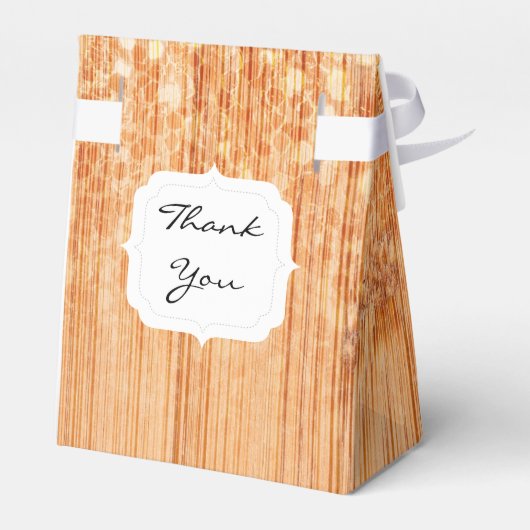 Sparkly elegante oranje bamboe houtprint bedankdoosjes (Achterkant)