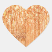 Sparkly elegante oranje bamboe houtprint hart sticker (Voorkant)
