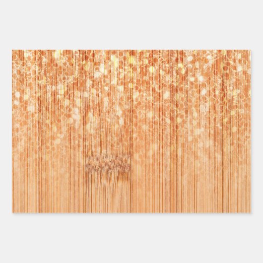 Sparkly elegante oranje bamboe houtprint inpakpapier vel (Voorkant 2)