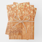 Sparkly elegante oranje bamboe houtprint inpakpapier vel (In situ)