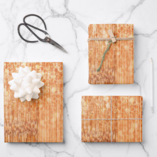 Sparkly elegante oranje bamboe houtprint inpakpapier vel