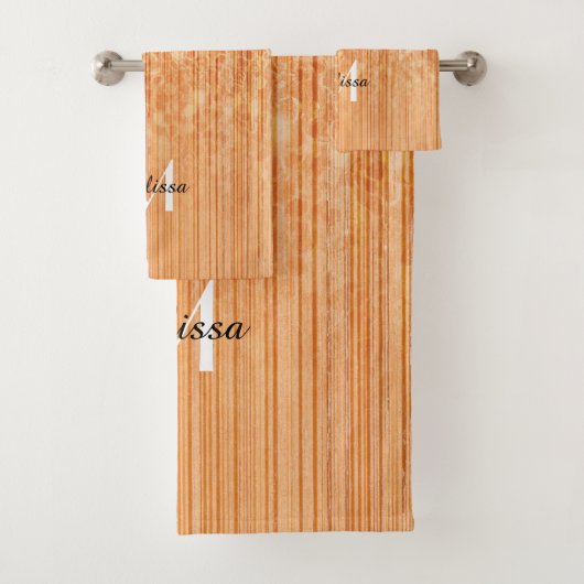 Sparkly elegante sinaasappel bamboe houtprint Mono Bad Handdoek (Insitu)