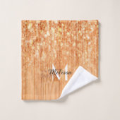 Sparkly elegante sinaasappel bamboe houtprint Mono Bad Handdoek (Wasdoekje)