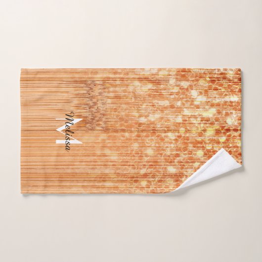 Sparkly elegante sinaasappel bamboe houtprint Mono Bad Handdoek (Handdoek)
