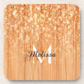 Sparkly elegante sinaasappel bamboe houtprint Mono Bier Onderzetter (Voorkant)