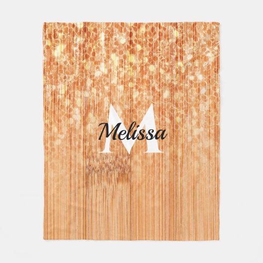 Sparkly elegante sinaasappel bamboe houtprint Mono Fleece Deken (Voorkant)