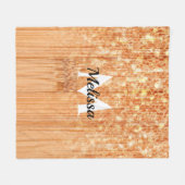 Sparkly elegante sinaasappel bamboe houtprint Mono Fleece Deken (Voorkant (Horizontaal))