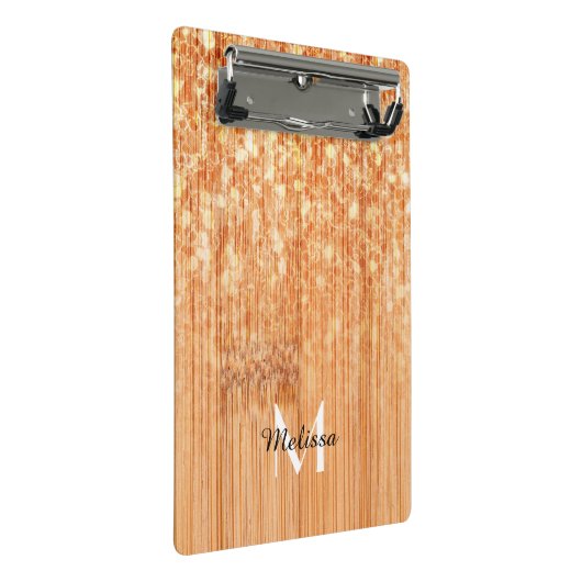 Sparkly elegante sinaasappel bamboe houtprint Mono Mini Klembord (Schuin)