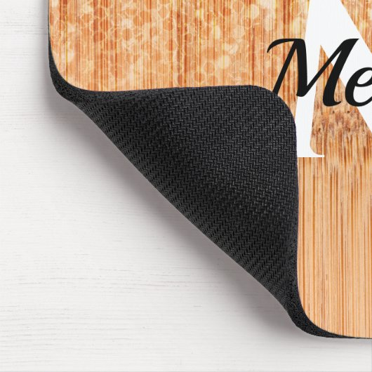 Sparkly elegante sinaasappel bamboe houtprint Mono Muismat (Hoek)