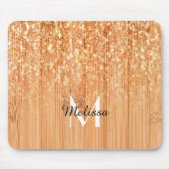 Sparkly elegante sinaasappel bamboe houtprint Mono Muismat (Voorkant)