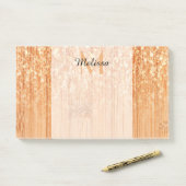 Sparkly elegante sinaasappel bamboe houtprint Mono Post-it® Notes (Op bureau)