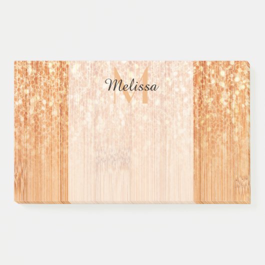 Sparkly elegante sinaasappel bamboe houtprint Mono Post-it® Notes (Voorkant)