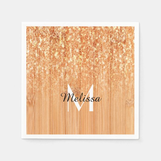 Sparkly elegante sinaasappel bamboe houtprint Mono Servet (Voorkant)