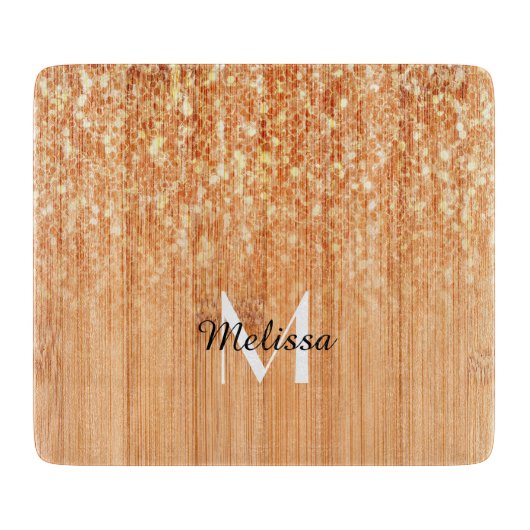 Sparkly elegante sinaasappel bamboe houtprint Mono Snijplank (Voorkant)