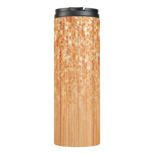 Sparkly elegante sinaasappel bamboe houtprint Mono Thermosbeker (Achterkant)