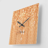 Sparkly elegante sinaasappel bamboe houtprint Mono Vierkante Klok (Hoek)