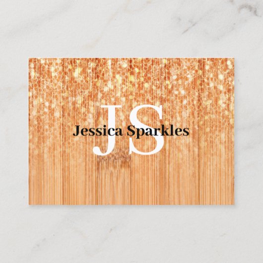 Sparkly elegante sinaasappel bamboe houtprint Mono Visitekaartje (Achterkant)