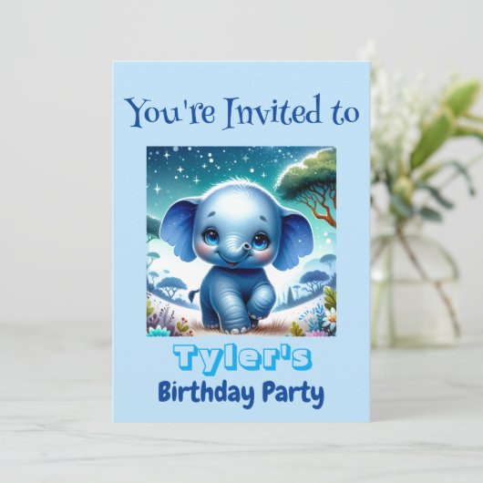 Sparkly Elephant Onder een Sterrenhemel Kaart (Staand voorkant)