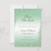 Sparkly Emerald Green Glitter Decoration Birthday Save The Date (Voorkant)