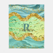 Sparkly Emerald Green Monogram | Lichtgradiënt Fleece Deken (Voorkant)
