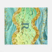 Sparkly Emerald Green Monogram | Lichtgradiënt Fleece Deken (Voorkant (Horizontaal))