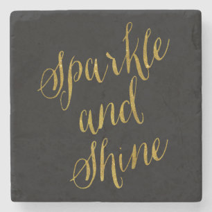Sparkly en Shine Quote Faux Gold Foil Stenen Onderzetter