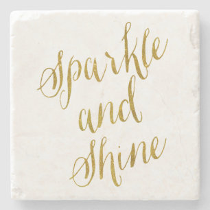 Sparkly en Shine Quote Faux Gold Foil Stenen Onderzetter