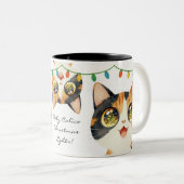 Sparkly-Eyed Cats Holy Calico Lights Tweekleurige Koffiemok (Voorkant rechts)