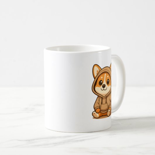 Sparkly Eyes Corgi Coffee Mok Schattige Hondenlief (Voorkant rechts)