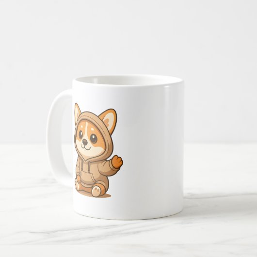 Sparkly Eyes Corgi Coffee Mok Schattige Hondenlief (Voorkant links)