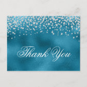 Sparkly Faux Diamonds Blue Folie Dank u Briefkaart (Voorkant)