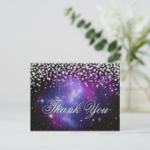 Sparkly Faux Diamonds Paars Celestial Briefkaart (Staand voorkant)