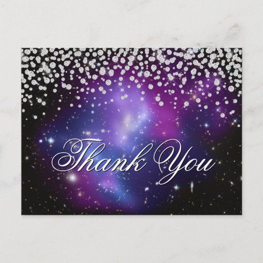 Sparkly Faux Diamonds Paars Celestial Briefkaart (Voorkant)