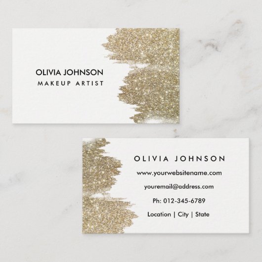 Sparkly Faux Glitter Make-up Artiest Visitekaartje (Voorkant / Achterkant)