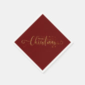 Sparkly Faux Gold Flake Merry Kerstmis op rood Servet (Hoek)
