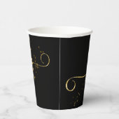 Sparkly Faux Gold Flake Merry Kerstmis op zwart Papieren Bekers (Rechts)