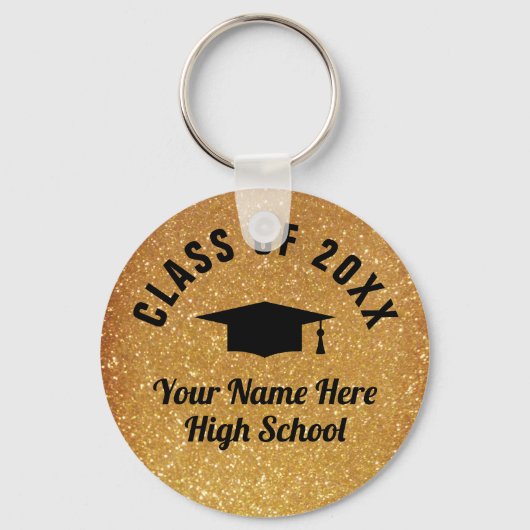 Sparkly faux Gold print aangepast afstuderen klass Sleutelhanger (Voorkant)