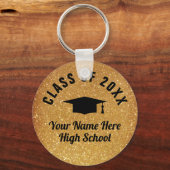 Sparkly faux Gold print aangepast afstuderen klass Sleutelhanger (Voorkant)