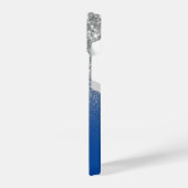 Sparkly Faux Silver Glitter en Deep Blue Ombre iPhone Hoesje (Linkerkant)