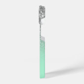 Sparkly Faux Silver Glitter en Mint Green Ombre iPhone Hoesje (Linkerkant)