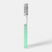 Sparkly Faux Silver Glitter en Mint Green Ombre iPhone Hoesje (Rechterkant)