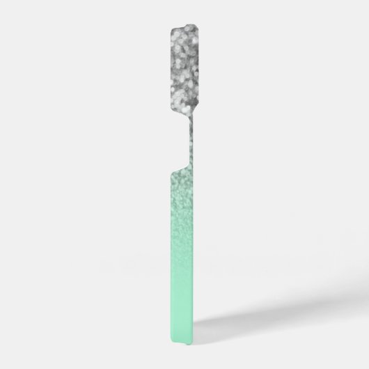 Sparkly Faux Silver Glitter en Mint Green Ombre iPhone Hoesje (Rechterkant)