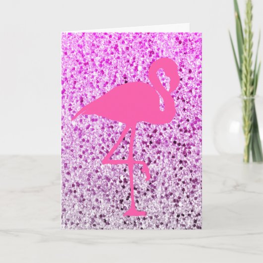 SPARKLY FLAMINGO BLANK WENSKAART KAART (Voorkant)